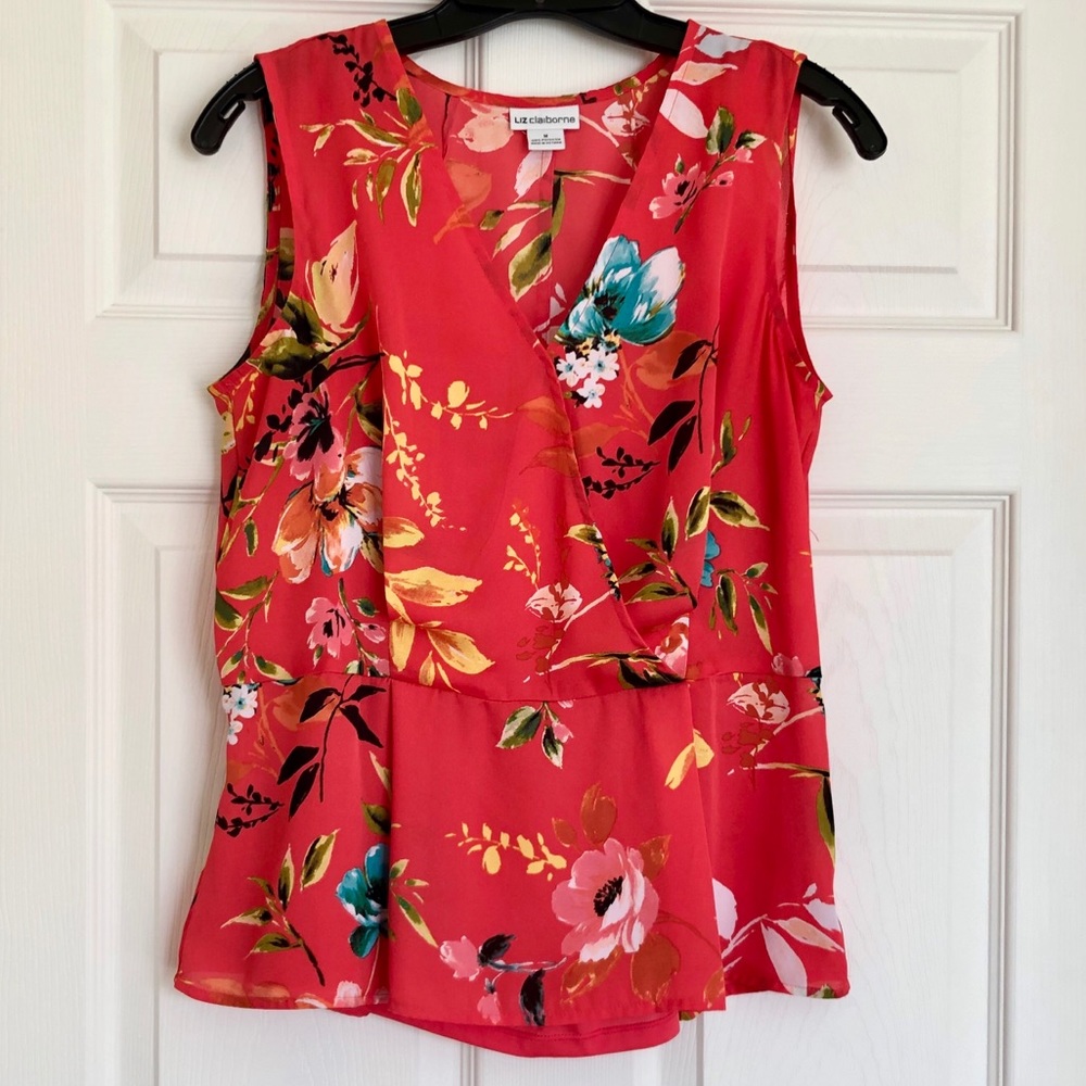 Liz Claiborne sleeveless floral peplum blouse